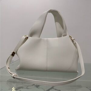 OKPTA Off-White Handbag with Gold Accents – Adjustable Strap – 12”x7”